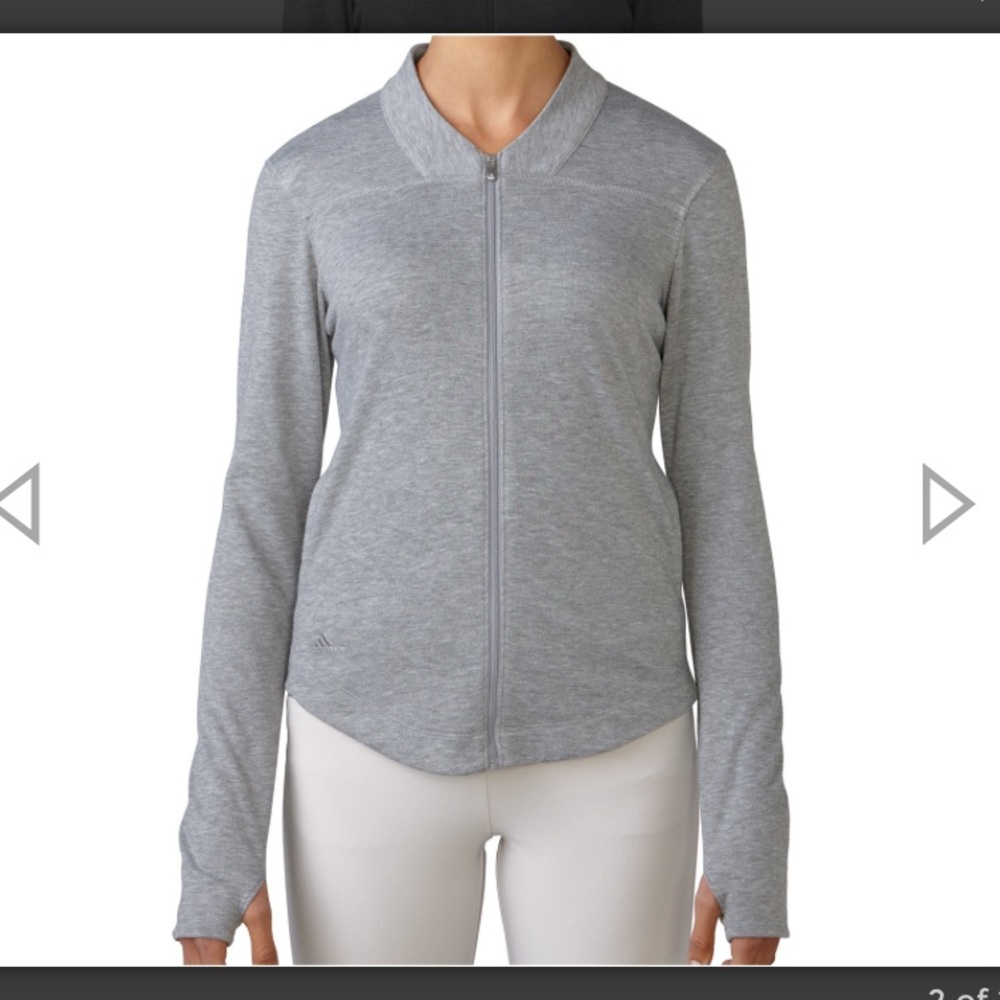 Adidas Golf 3 stripe full zip layering sweater